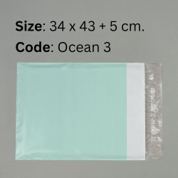 ซองไปรษณีย์พลาสติก สีฟ้าน้ำทะเล ขนาด 34x43 cm. (Ocean3) ชุดละ 50 ใบ